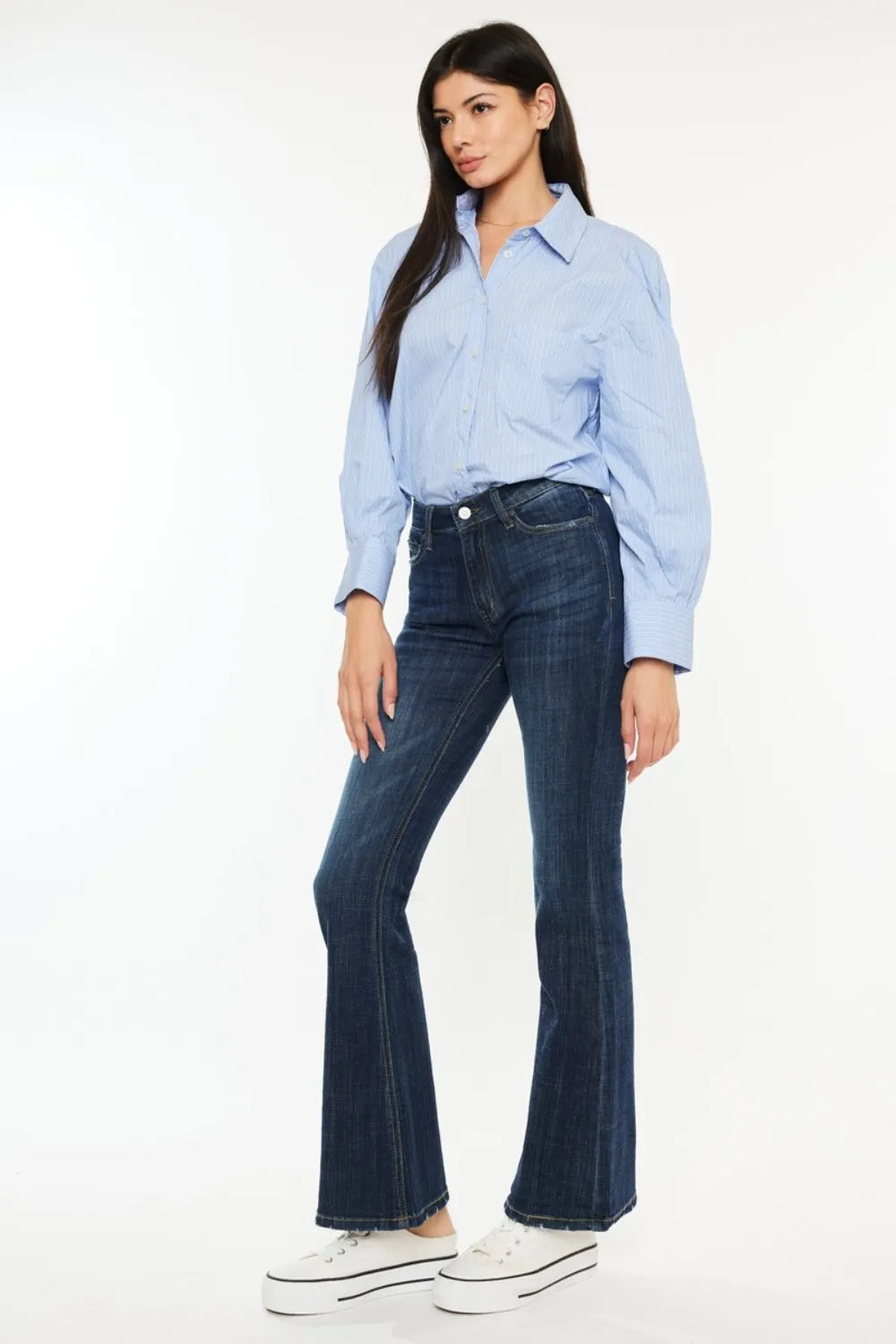 Kancan Full Size Mid Rise Flare Jeans - Sleepwear by Trendsi | Available at Handbags Specialist Headquarter