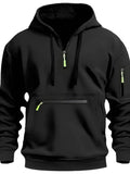 Men's Full Drawstring Half Zip Hoodie Plus Size - Men's Sweatshirts by Trendsi | Available at Handbags Specialist Headquarter