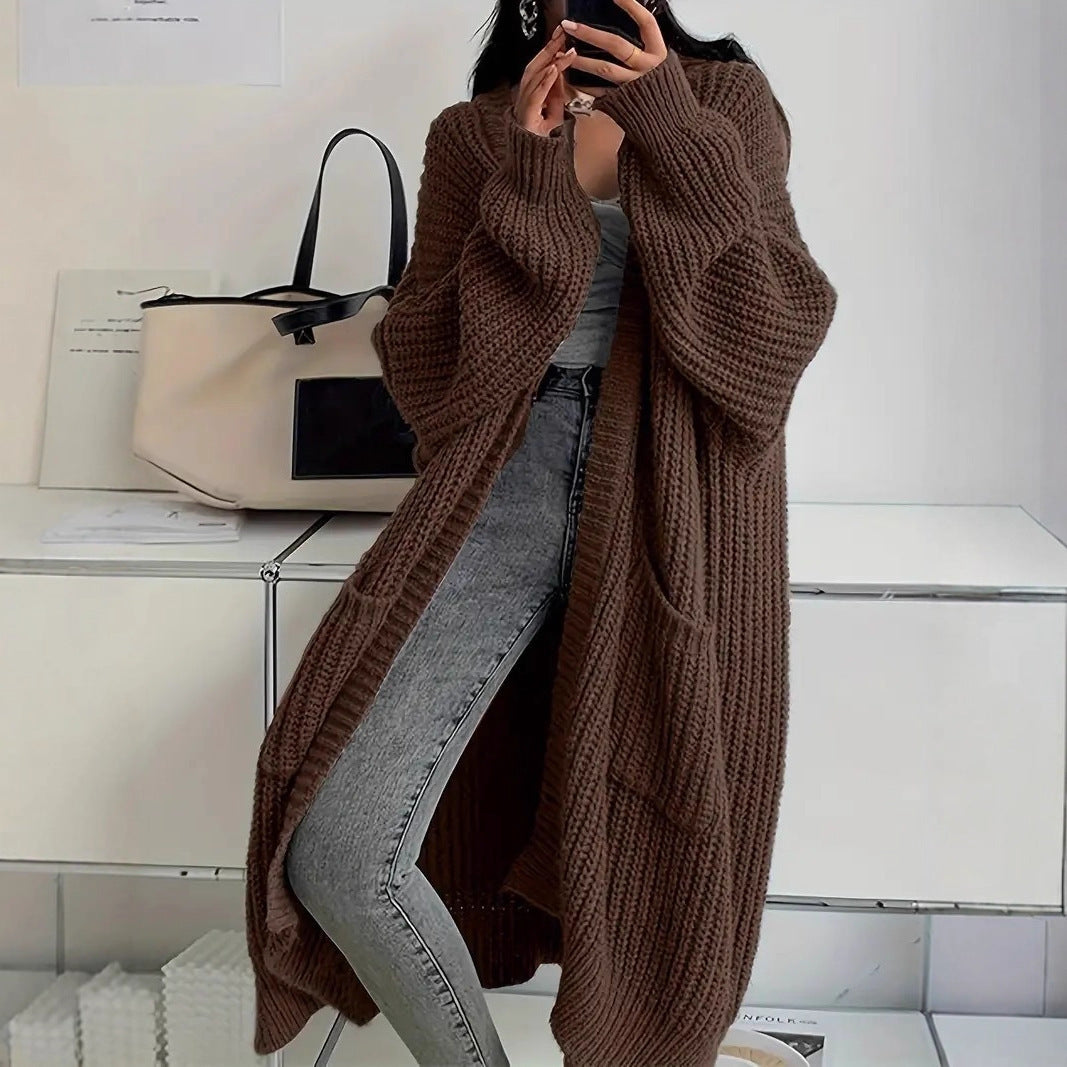 Cozy Seasons: Women's Long Knit Cardigan - Women's Sweatshirt by Trendsi | Available at Handbags Specialist Headquarter
