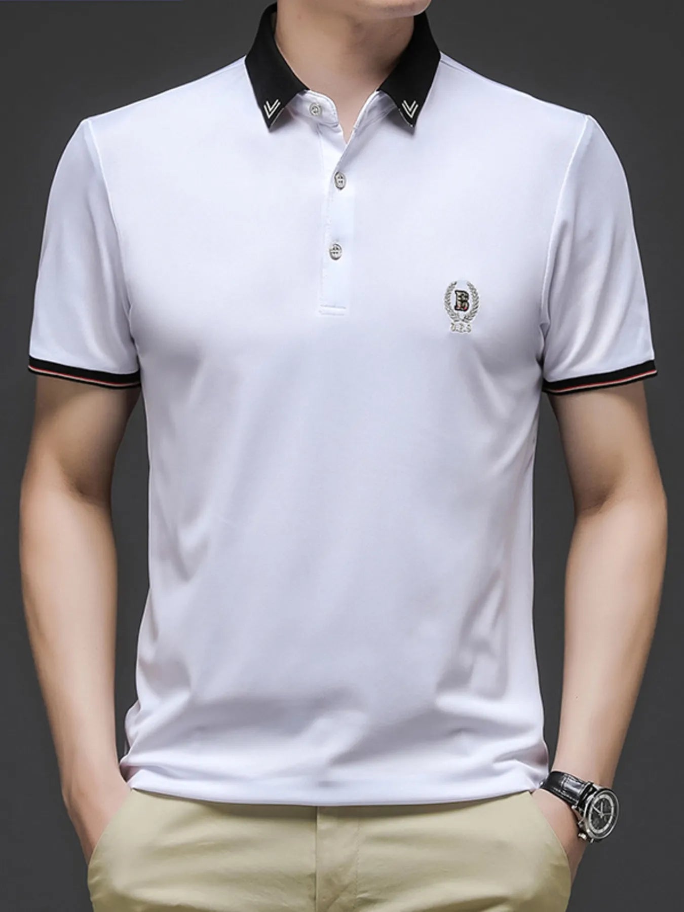 Men's Plus Size Short Sleeve Collar Polo Shirt - Men's Polo shirt by Trendsi | Available at Handbags Specialist Headquarter