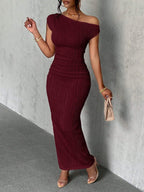 Asymmetrical One Shoulder Bodycon Maxi Dress - Maxi Dress by Trendsi | Available at Handbags Specialist Headquarter
