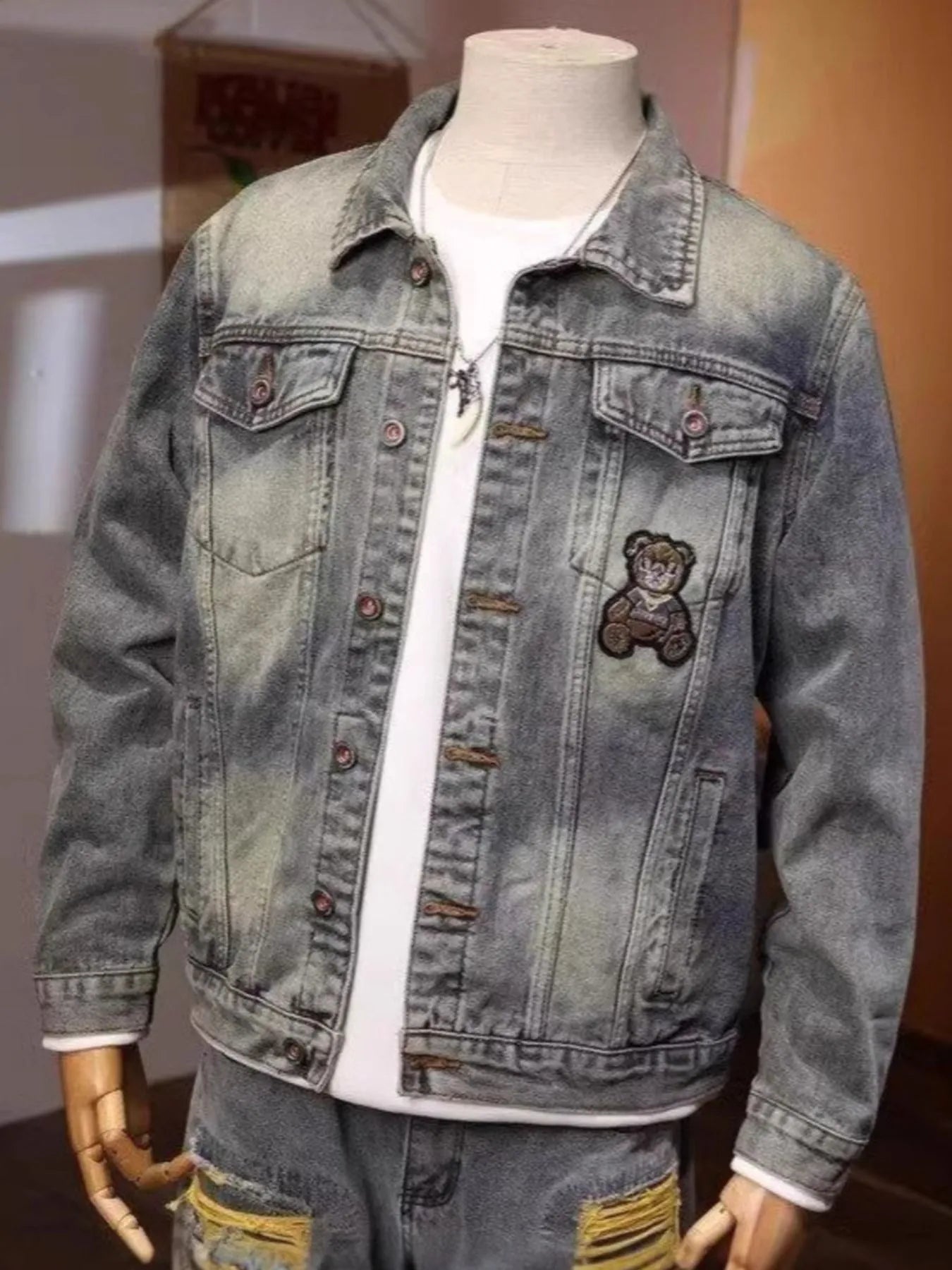 Men's Plus Size Button Up Long Sleeve Denim Jacket - Men's jackets by Trendsi | Available at Handbags Specialist Headquarter