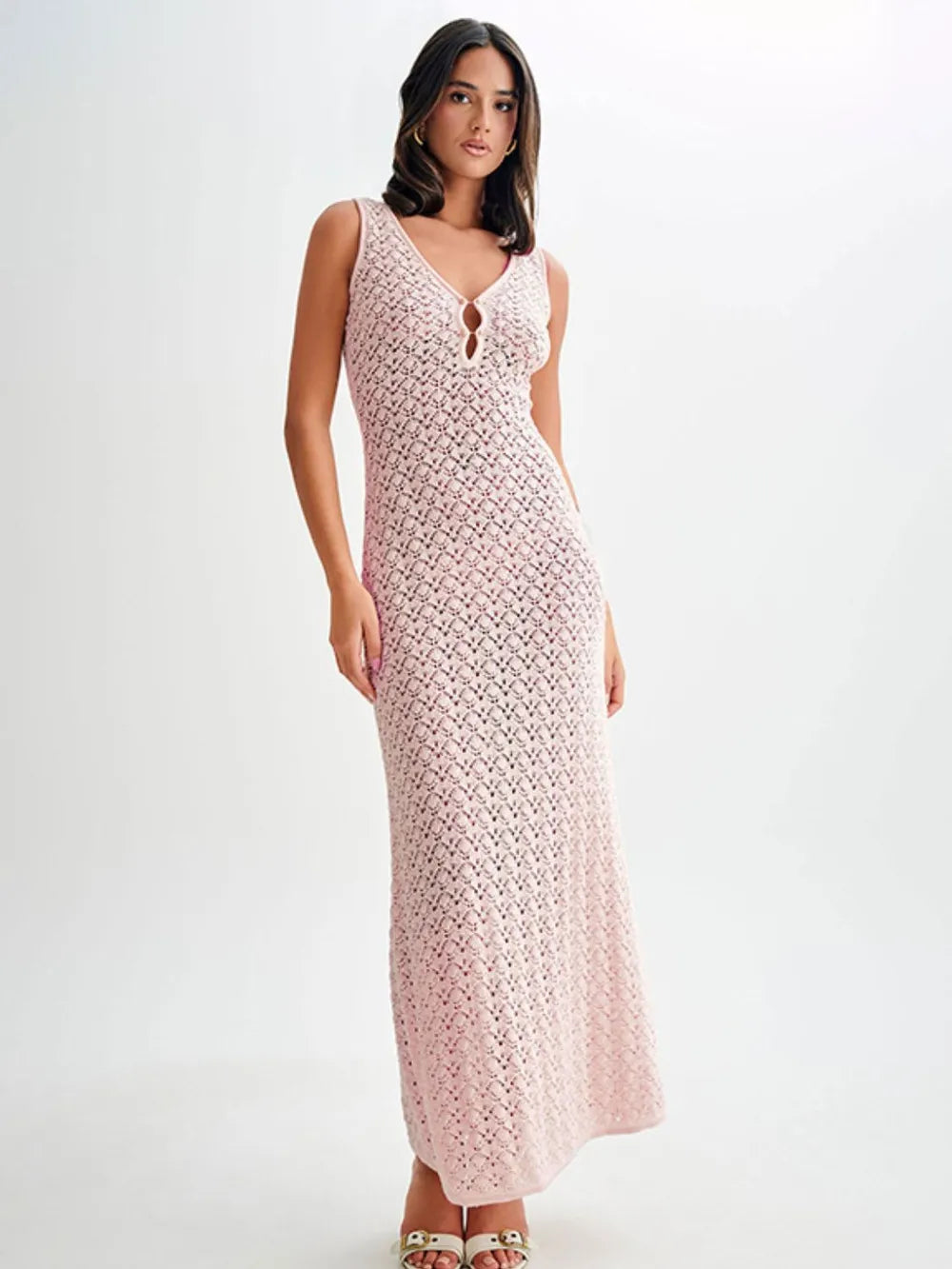 Openwork Sleeveless Maxi Dress - Maxi Dress by Trendsi | Available at Handbags Specialist Headquarter