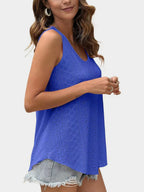 Florira Eyelet Round Neck Tank - Tops by Trendsi | Available at Handbags Specialist Headquarter