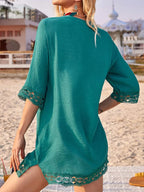 Lace Trim V-Neck Cover-Up - Tops by Trendsi | Available at Handbags Specialist Headquarter