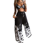 Chic Harmony: Printed Tube & Flowing Pants Set