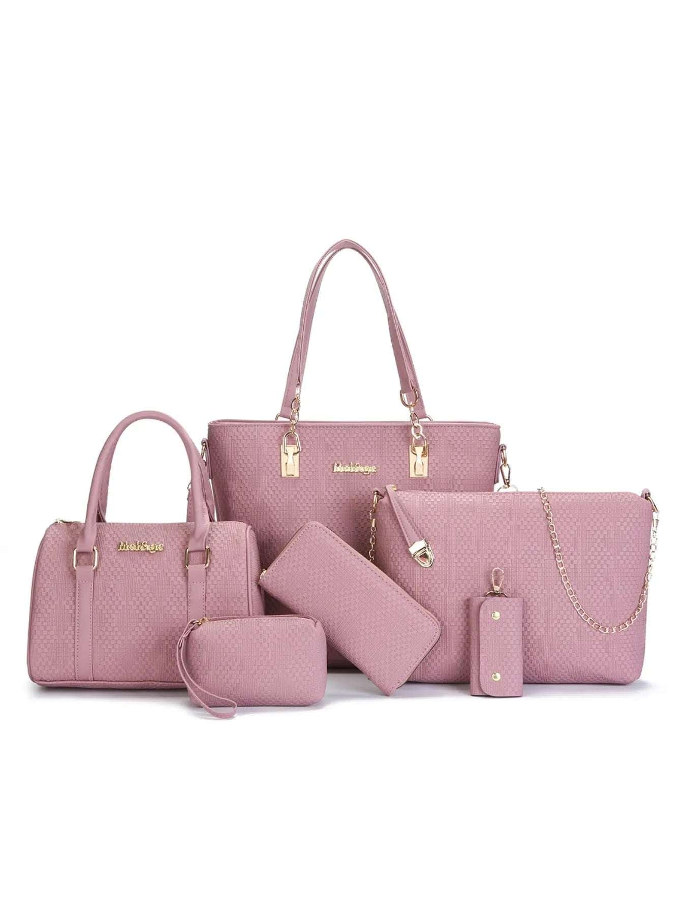 6-Piece Leather Textured Bag Set - Wallet by Trendsi | Available at Handbags Specialist Headquarter