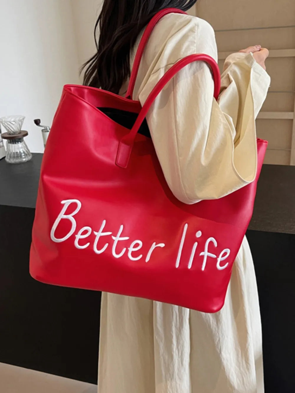 BETTER LIFE PU Leather Tote Bag - Tote Bag by Trendsi | Available at Handbags Specialist Headquarter
