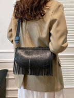 PU Leather Fringe Studded Crossbody Bag - Crossbody Bag by Trendsi | Available at Handbags Specialist Headquarter