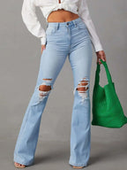 Distressed Jeans with Pockets - Women / Jeans & Denim by Trendsi | Available at Handbags Specialist Headquarter