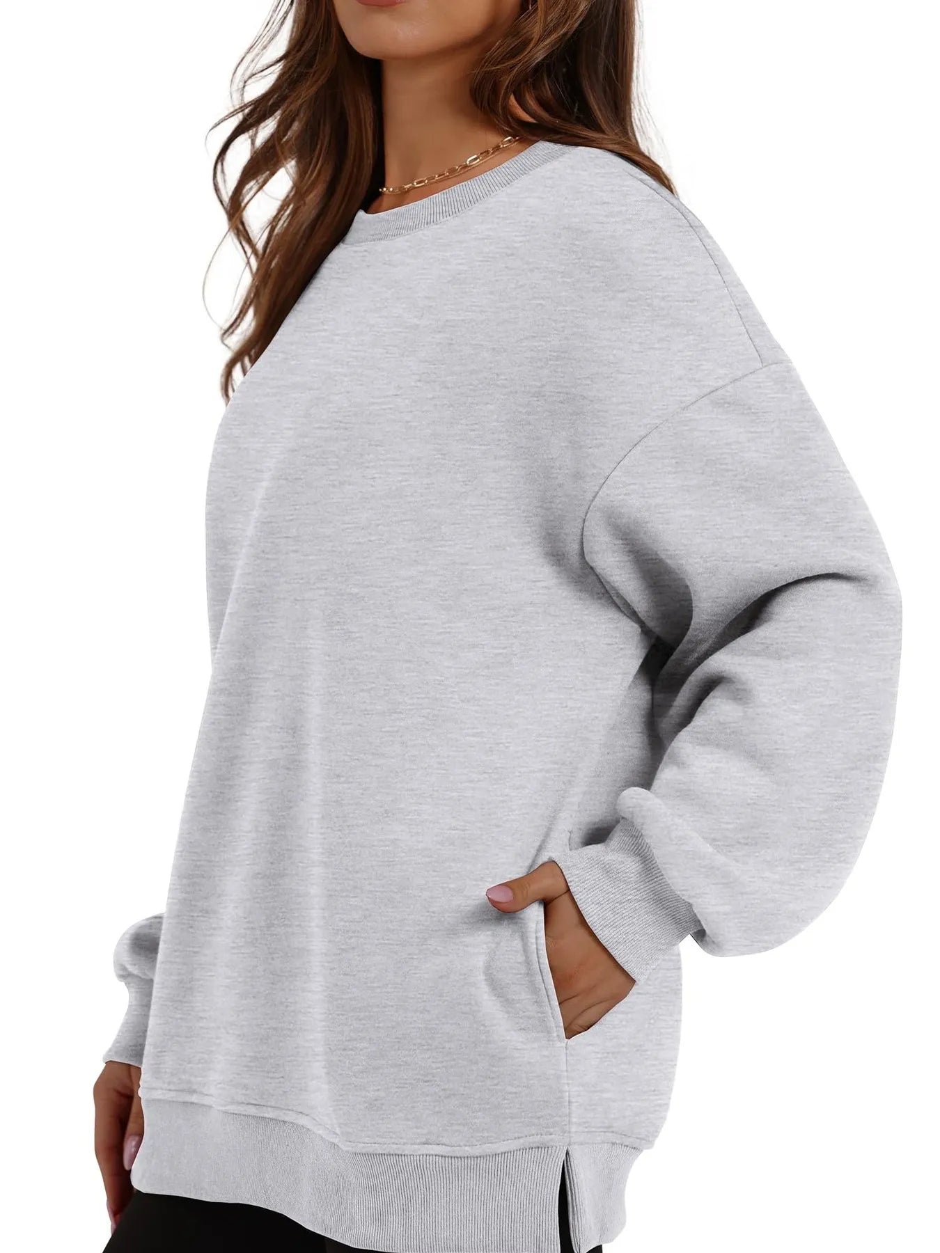 Oversized Long Sleeve Crewneck Sweatshirt - Tops by Trendsi | Available at Handbags Specialist Headquarter