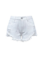 Raw Hem High Waist Denim Shorts - Women / Jeans & Denim by Trendsi | Available at Handbags Specialist Headquarter