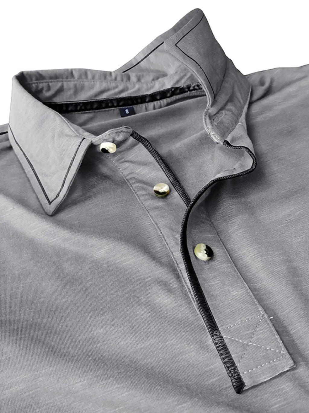 Men's Button Detail Long Sleeve Polo - Men's Polo shirt by Trendsi | Available at Handbags Specialist Headquarter