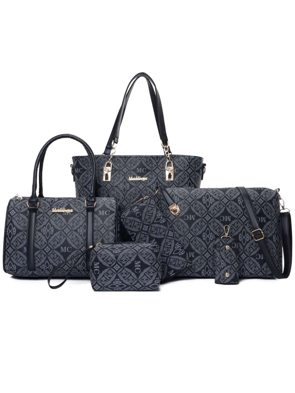 6-Piece Geometric Pattern Bag Set - Wallet by Trendsi | Available at Handbags Specialist Headquarter