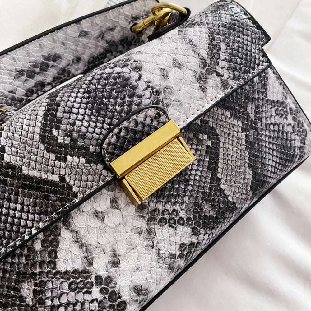 PU Leather Snakeskin Print Crossbody Bag - Crossbody Bag by Trendsi | Available at Handbags Specialist Headquarter
