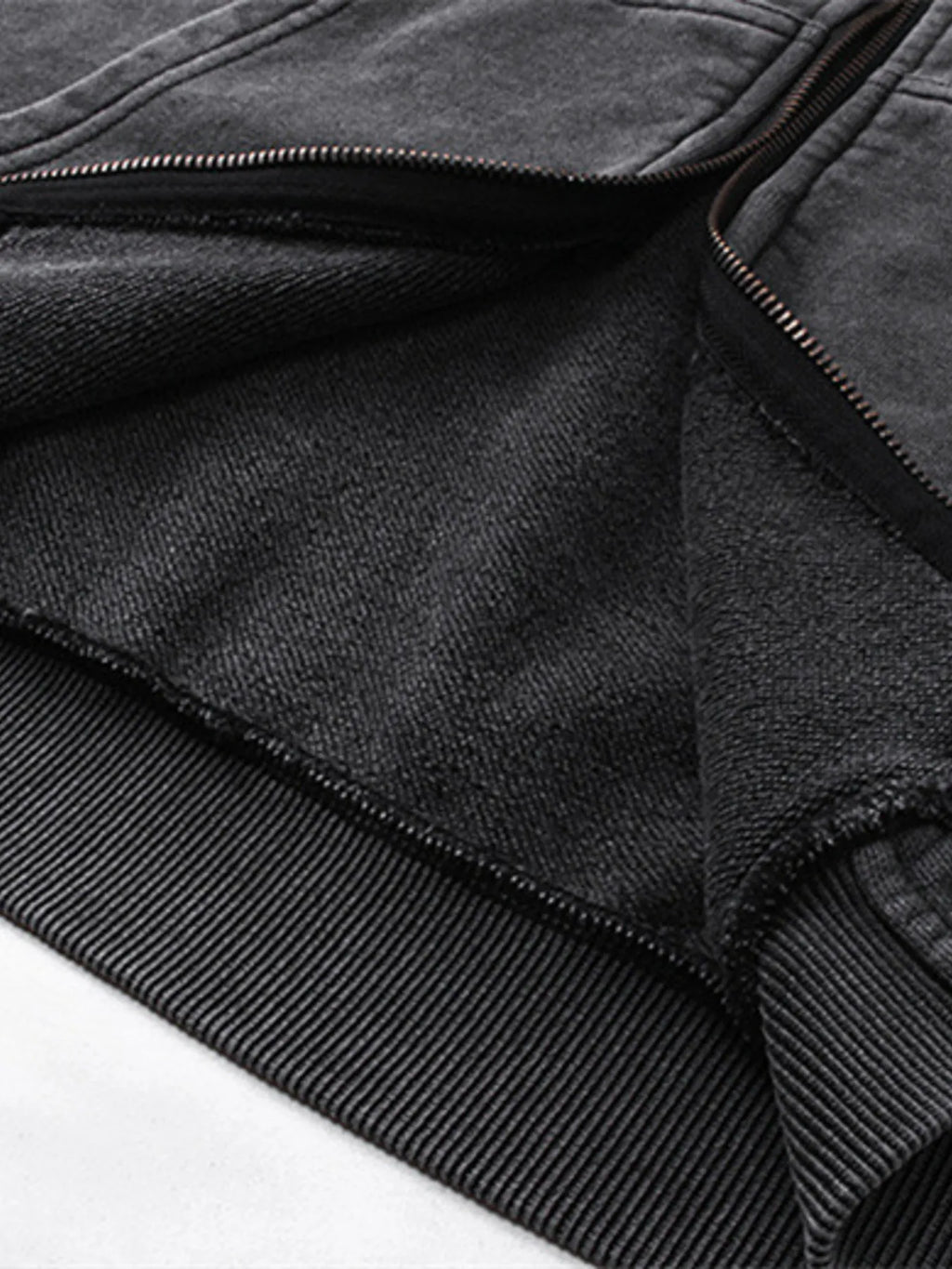 Men's Washed Zip Up Long Sleeve Hooded Jacket - Men's jackets by Trendsi | Available at Handbags Specialist Headquarter