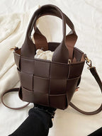 PU Leather Braided Bucket Bag - Tote Bag by Trendsi | Available at Handbags Specialist Headquarter