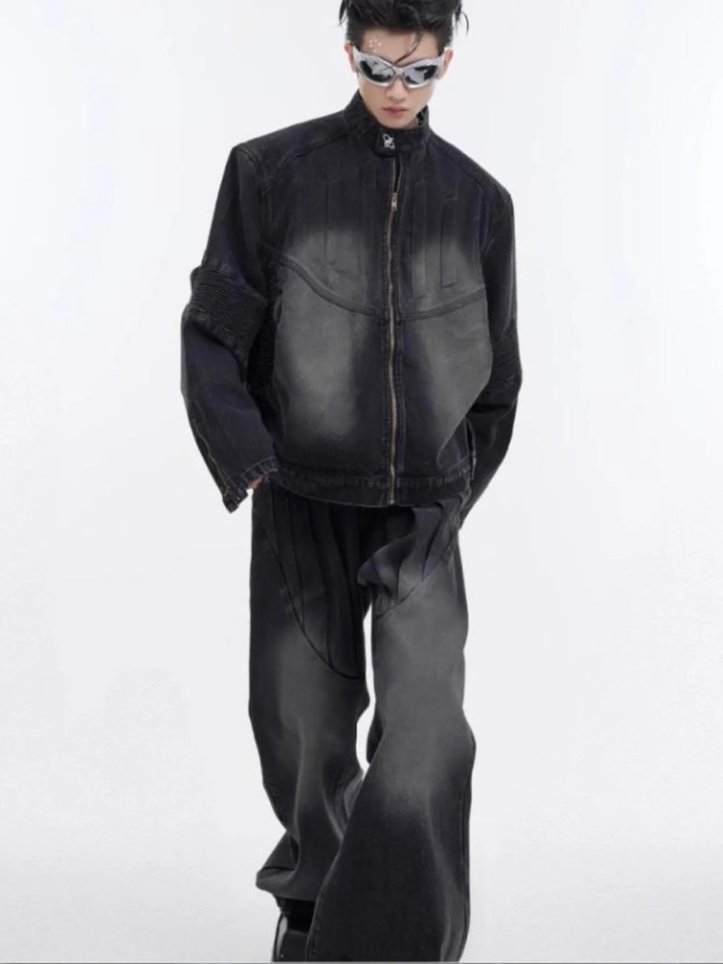 Men's Zip Up Long Sleeve Denim Jacket - Men's jackets by Trendsi | Available at Handbags Specialist Headquarter