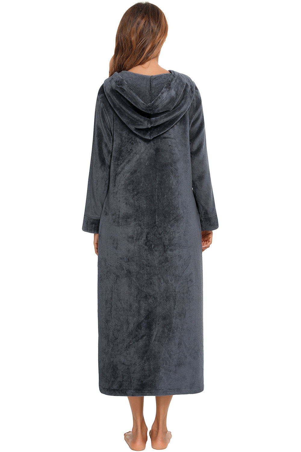 Zip Front Hooded Night Dress with Pockets - Sleepwear by Trendsi | Available at Handbags Specialist Headquarter