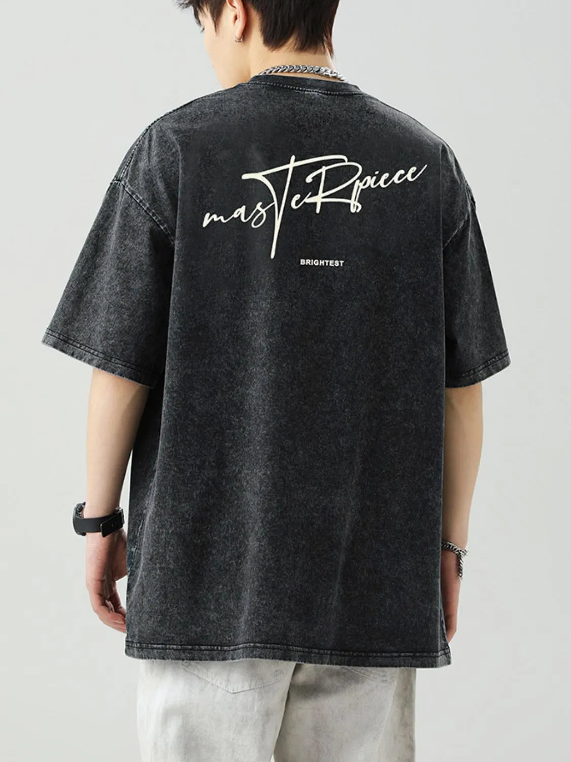 Men's Plus Size Round Neck Letter Graphic T-Shirt - Men's T-Shirt by Trendsi | Available at Handbags Specialist Headquarter