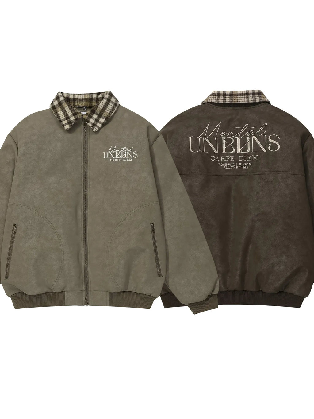 Men's Plaid Collar Detail Zip Up Jacket - Men's jackets by Trendsi | Available at Handbags Specialist Headquarter