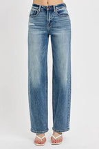 RISEN Full Size Distressed Wide Leg Jeans Plus Size - Women / Jeans & Denim by Trendsi | Available at Handbags Specialist Headquarter