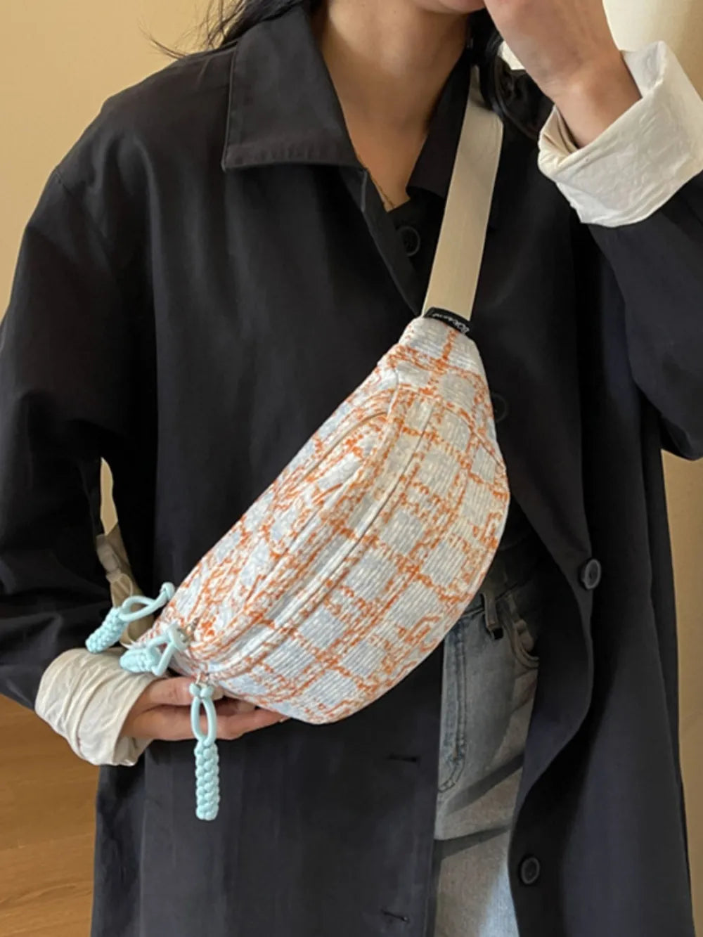 Contrast Plaid Polyester Crossbody Bag - Handbags by Trendsi | Available at Handbags Specialist Headquarter