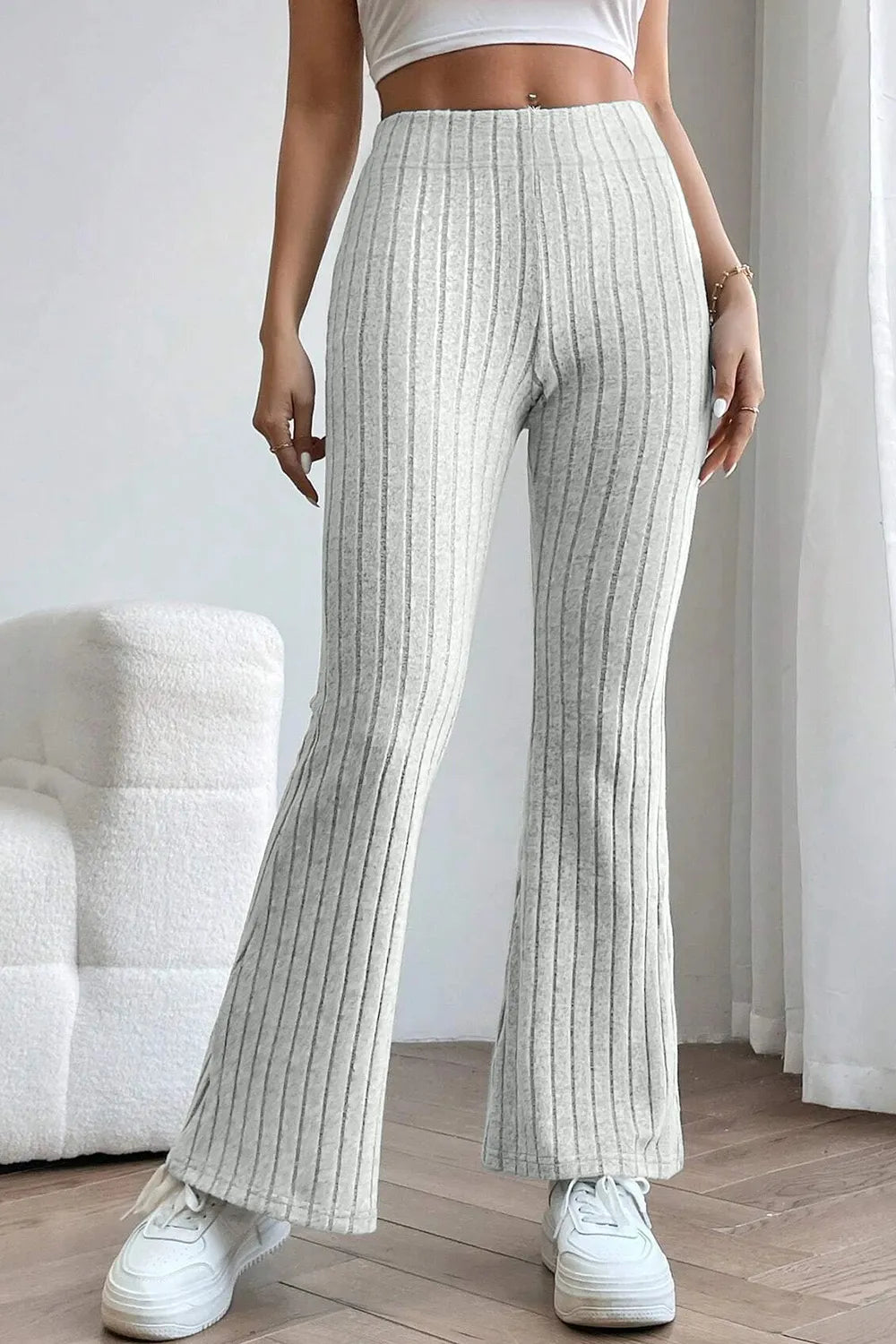 Basic Bae Full Size Ribbed High Waist Flare Pants - Women Pants by Trendsi | Available at Handbags Specialist Headquarter