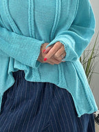 High-Low Drop Shoulder Sweater - Tops by Trendsi | Available at Handbags Specialist Headquarter