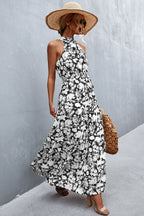 Printed Sleeveless Tie Waist Maxi Dress - Maxi Dress by Trendsi | Available at Handbags Specialist Headquarter