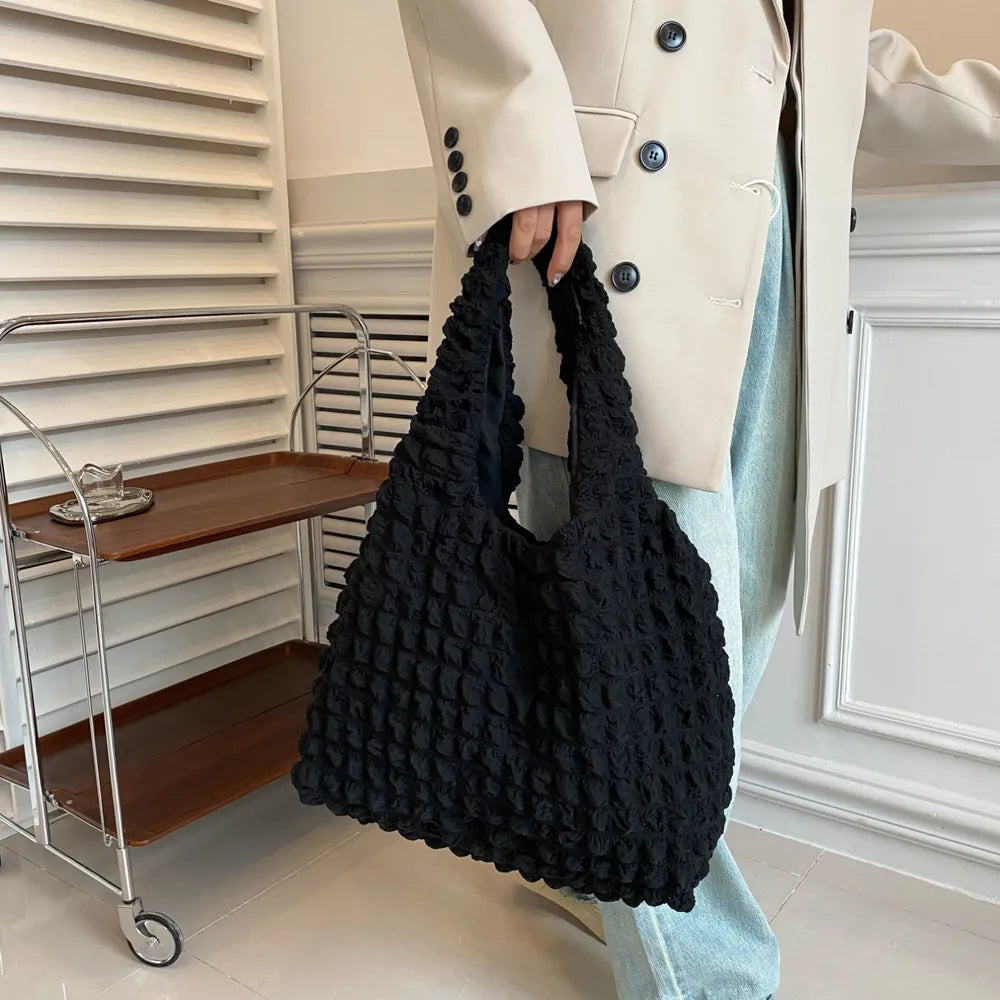 Ruched Polyester Large Handbag - Tote Bag by Trendsi | Available at Handbags Specialist Headquarter