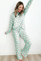 Santa Print Long Sleeve Top and Pants Lounge Set - Sleepwear by Trendsi | Available at Handbags Specialist Headquarter