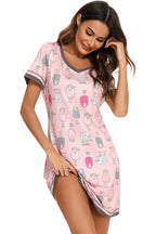 Contrast Trim Short Sleeve Lounge Dress - Sleepwear by Trendsi | Available at Handbags Specialist Headquarter