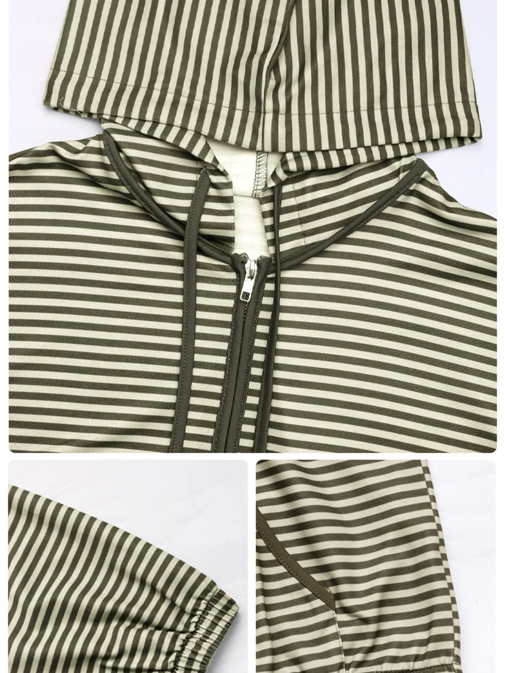 Striped Zip Up Oversized Hoodie - Tops by Trendsi | Available at Handbags Specialist Headquarter