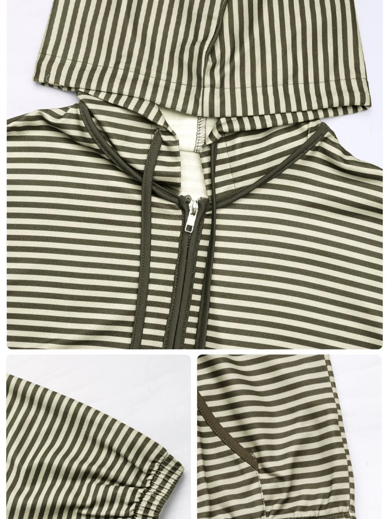 Striped Zip Up Oversized Hoodie - Tops by Trendsi | Available at Handbags Specialist Headquarter