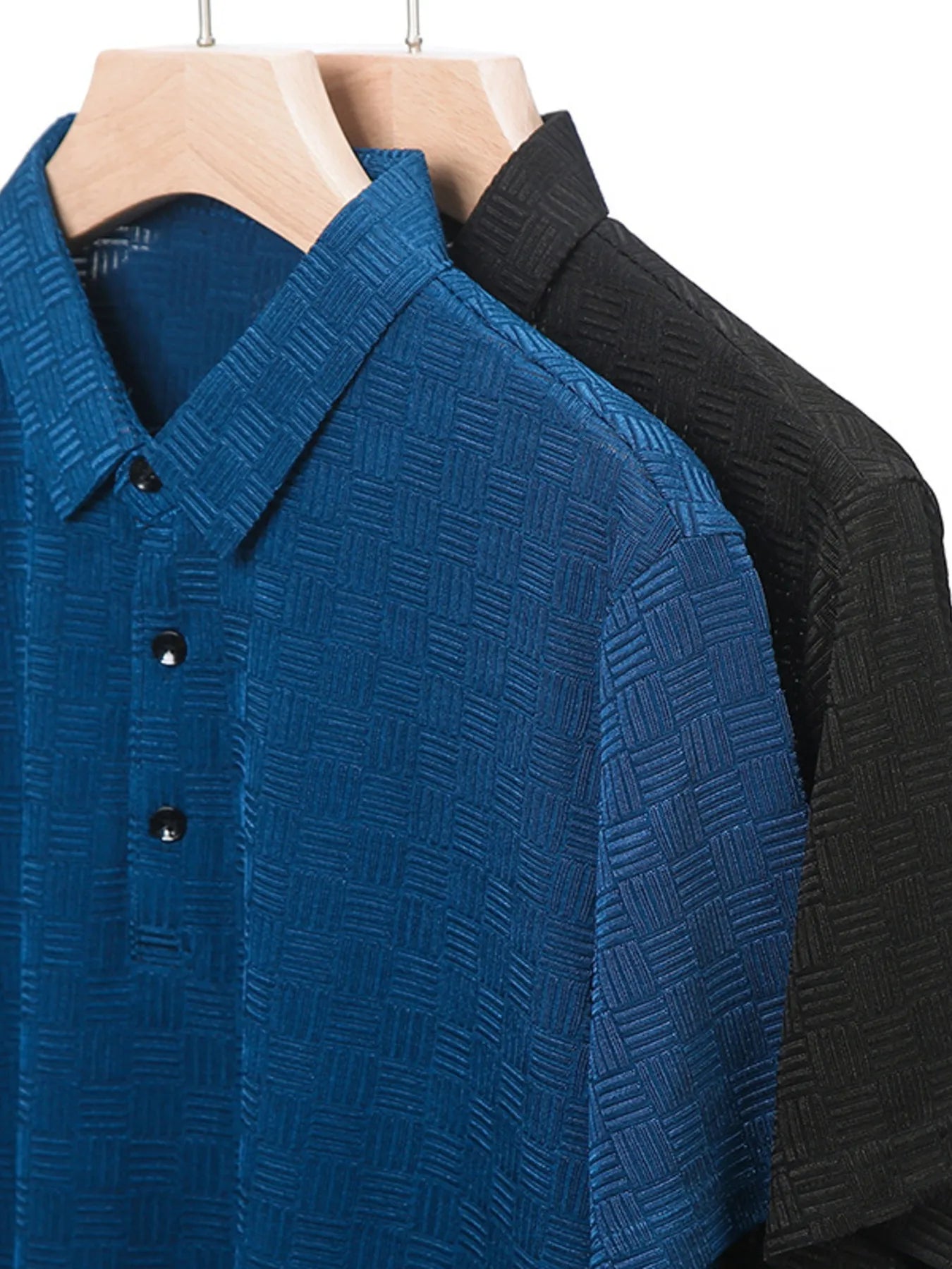 Men's Plus Size Classic Short Sleeve Textured Polo Shirt - Men's Polo shirt by Trendsi | Available at Handbags Specialist Headquarter