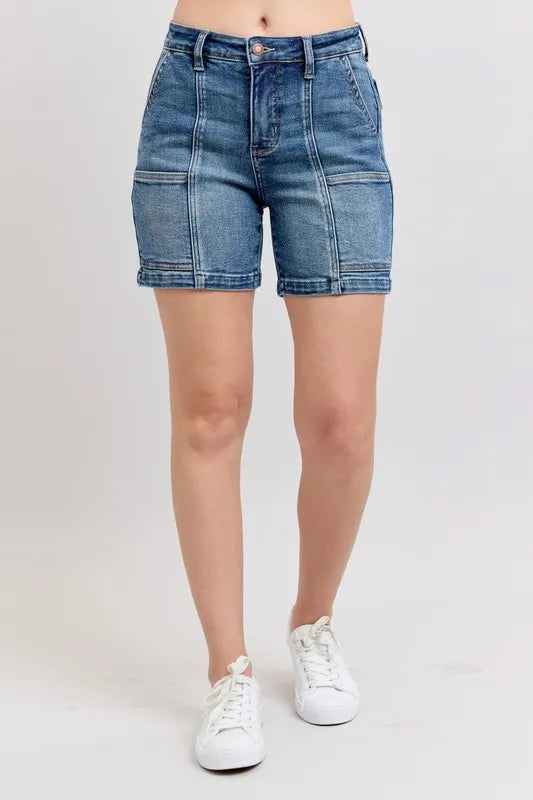 Judy Blue Full Size High Rise Denim Shorts Plus Size - Women / Jeans & Denim by Trendsi | Available at Handbags Specialist Headquarter