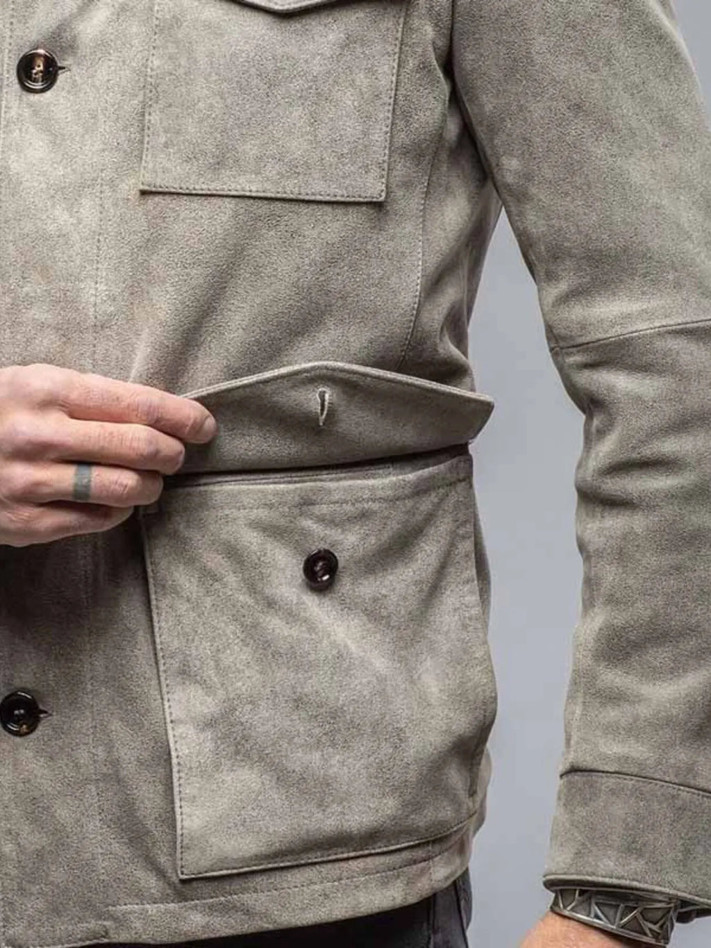 Men's Full Size Multi-Pocket Long Sleeve Jacket Plus Size - Men's jackets by Trendsi | Available at Handbags Specialist Headquarter