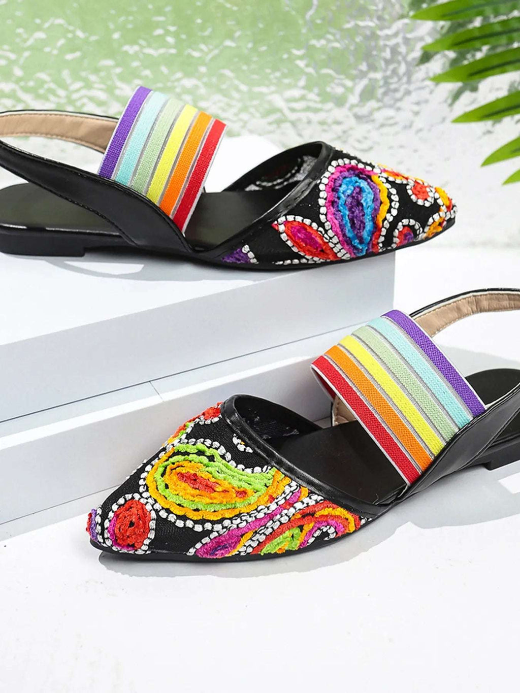 Contrast Point Toe Slingback Sandals - Women Sandals by Trendsi | Available at Handbags Specialist Headquarter