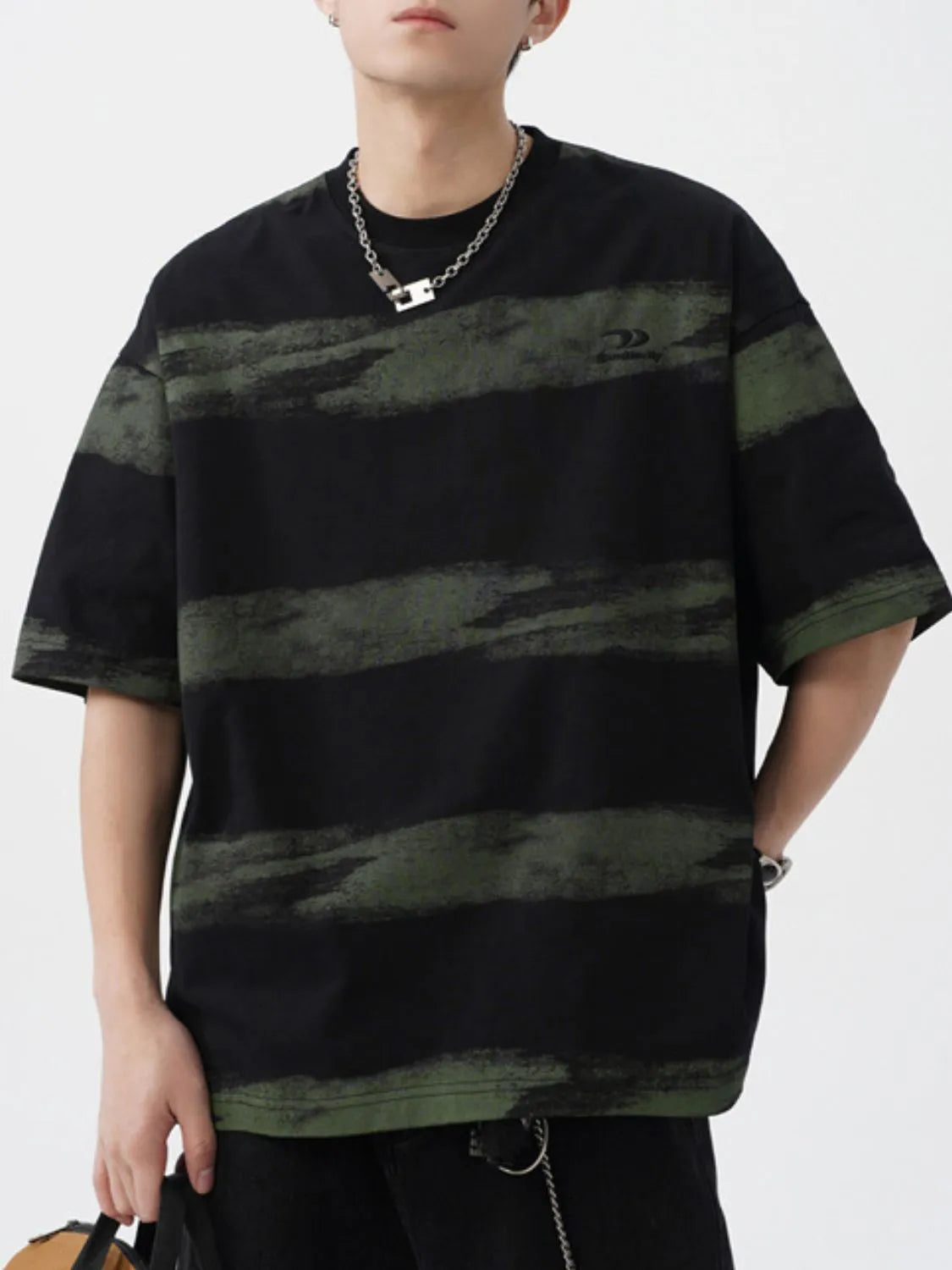 Men's Plus Size Basic style Round Neck Striped T-Shirt - Men's T-Shirt by Trendsi | Available at Handbags Specialist Headquarter