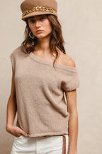 BiBi One Side Off Shoulder Knit Top - Tops by Trendsi | Available at Handbags Specialist Headquarter