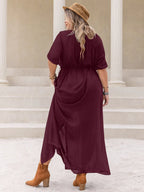Plus Size Round Neck Half Sleeve Dress - Dresses by Trendsi | Available at Handbags Specialist Headquarter