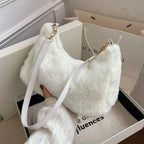 Faux Fur Removable Strap Shoulder Bag - Handbags by Trendsi | Available at Handbags Specialist Headquarter