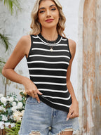 Striped Round Neck Tank - Tops by Trendsi | Available at Handbags Specialist Headquarter