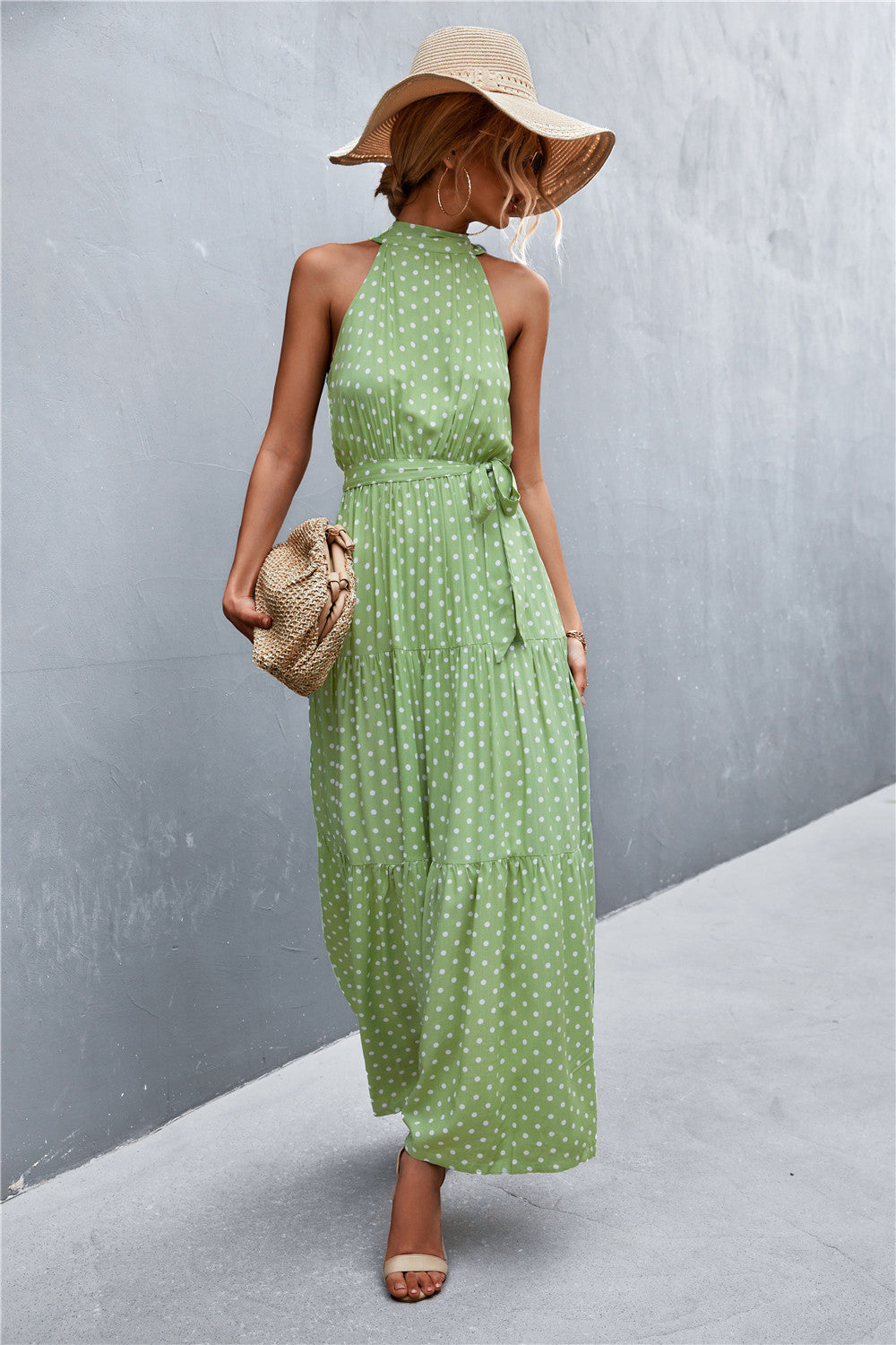 Printed Sleeveless Tie Waist Maxi Dress - Maxi Dress by Trendsi | Available at Handbags Specialist Headquarter
