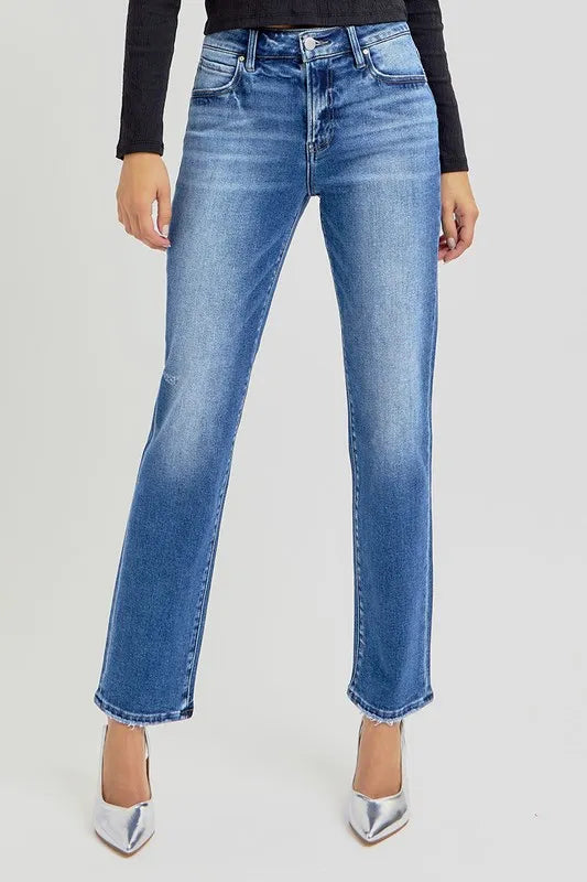 RISEN Mid Rise Ankle Tapered Jeans - Women / Jeans & Denim by Trendsi | Available at Handbags Specialist Headquarter