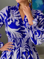 Printed Flounce Sleeve Maxi Dress - Maxi Dress by Trendsi | Available at Handbags Specialist Headquarter