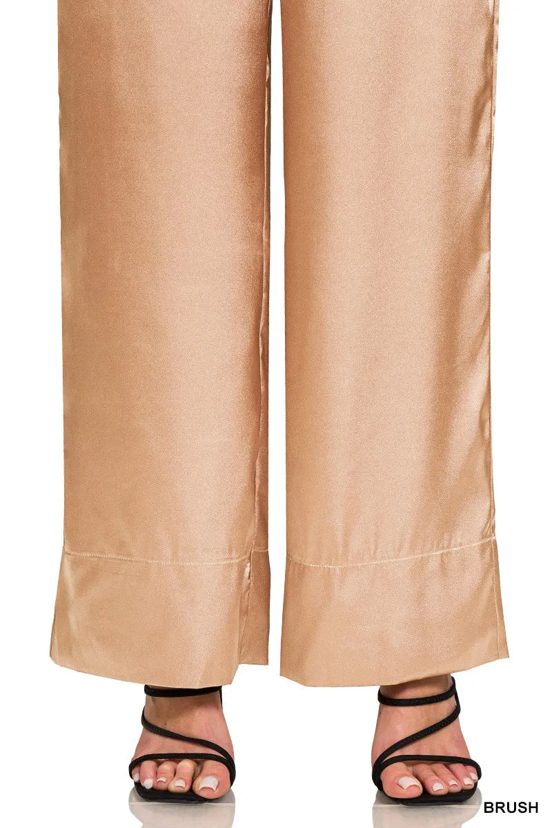 Zenana Wide-Leg Satin Pants - Women Pants by Trendsi | Available at Handbags Specialist Headquarter