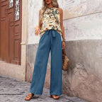 Breezy Chic: Halter Crop & Wide Leg Pants Set