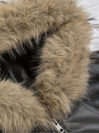 Men's Faux Fur Hooded Contrast Bomber Jacket - Men's jackets by Trendsi | Available at Handbags Specialist Headquarter